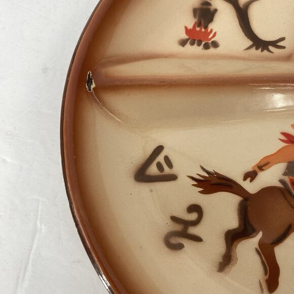 Fred Roberts Antique Western Enamelware Divided Dinner Plate - Picture 4 of 8
